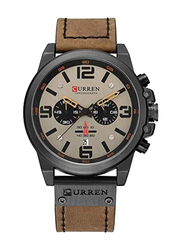 Curren Analog Watch for Men with Fabric Band, Water Resistant and Chronograph, J3559SA, Brown