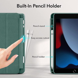 Esr Apple iPad 9/8/7 Gen 10.2-inch 2021/2020/2019 Trifold Stand Auto Sleep Wake Rebound Series Tablet Flip Case Cover with Pencil Holder, Green