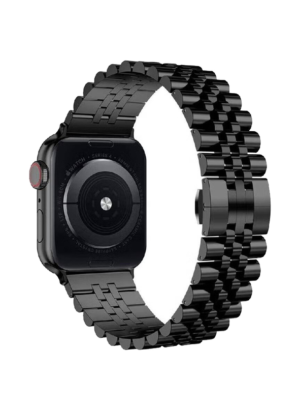 Stainless Steel Solid Strap Metal Bracelet for Apple Watch Series 7/6/5/4/3/2/SE 41mm/40mm/38mm, Black