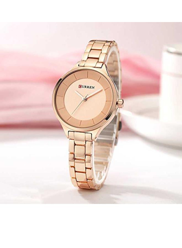 Curren Analog Watch for Women with Stainless Steel Band, Water Resistant, 9015, Rose Gold