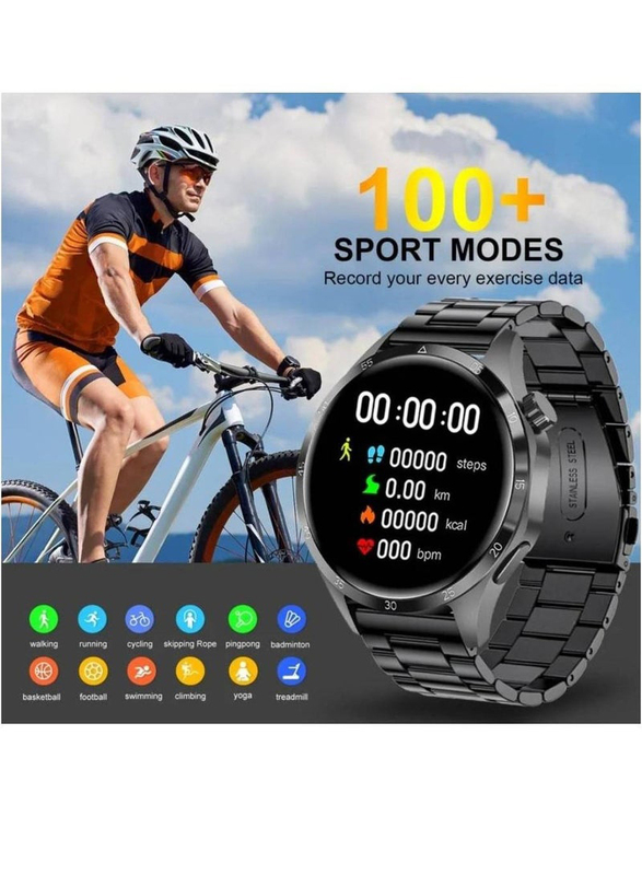 Roxxon Germany Bluetooth Calling Fitness Tracker Smartwatch, Black