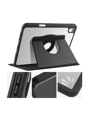 Hyx Apple iPad 10th Gen 10.9-inch Hard PC Back Shell Slim 360° Rotating Stand Smart Tablet Flip Case Cover, Black