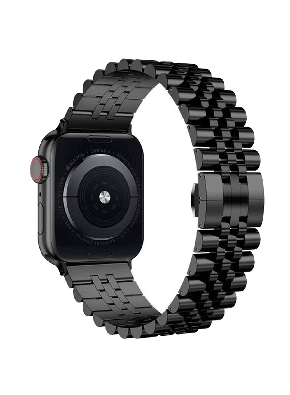 Stainless Steel Solid Strap Metal Bracelet for Apple Watch Series 7/6/5/4/3/2/SE 45mm/44mm/42mm, Black