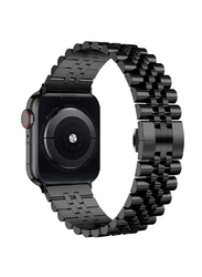 Stainless Steel Solid Strap Metal Bracelet for Apple Watch Series 7/6/5/4/3/2/SE 45mm/44mm/42mm, Black