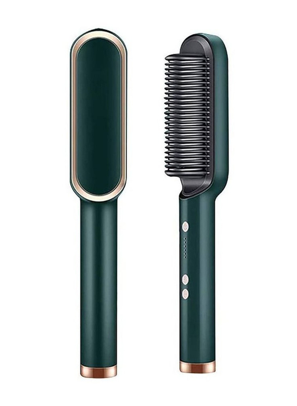 Arabest New Hair Straightener Brush Hair Straightening Iron with Built-in Comb, Green