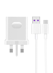 Quick Charging Wall Charger with USB Type A to USB Type-C Cable, White