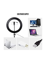 26cm Supplementary LED Folding Fill Ring Light, Black/White