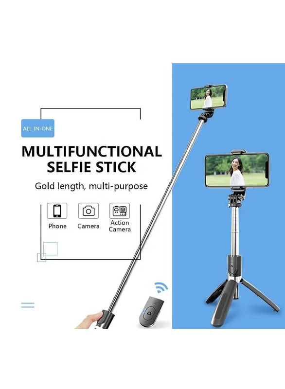 40 Inch Portable Aluminium Alloy Selfie Stick Phone Tripod with Wireless Remote Shutter for Apple iPhone/Andriod/Samsung Smartphones, Black