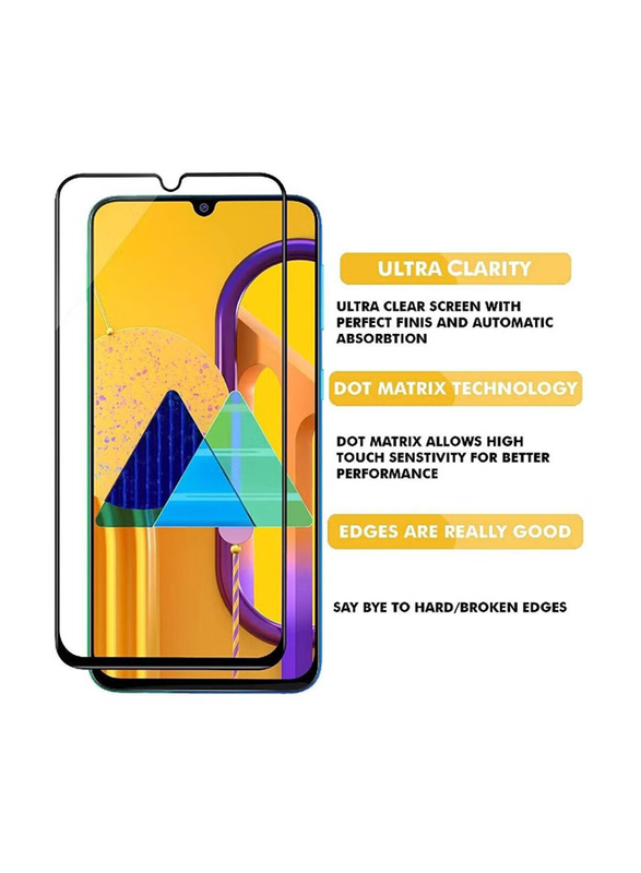 Samsung Galaxy M21 Easy Bubble-Free Installation Scratch-Resistant Tempered Glass Screen Protector, Clear/Black