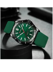 Curren Analog Watch for Men with Silicone Band, Water Resistant, Green