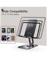 Hyx Adjustable Swivel Desktop Holder With 360 Degree Rotating Base Tablet Stand, Grey