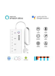 4-Way Smart Wifi Plug Socket Extension Strip Wall Charger, White