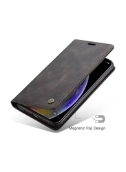 Samsung Galaxy A73 5G Leather Genuine Wallet Magnetic Flip Mobile Phone Case Cover, Black