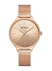 Curren Analog Wrist Watch for Women with Alloy Band, Water Resistant, 9024, Gold
