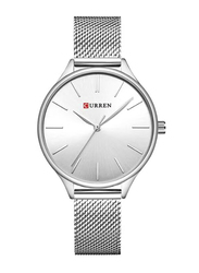 Curren Analog Watch for Women with Alloy Band, Water Resistant, 9024, Silver-White