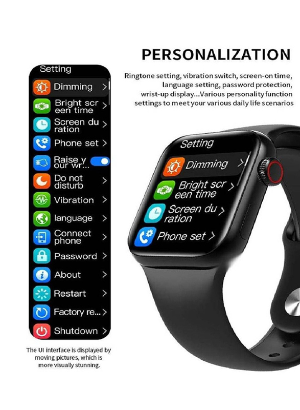 Android Smartwatch, 1.57-inch Square Screen, Heart Rate Monitoring, Bluetooth HD Call, Black