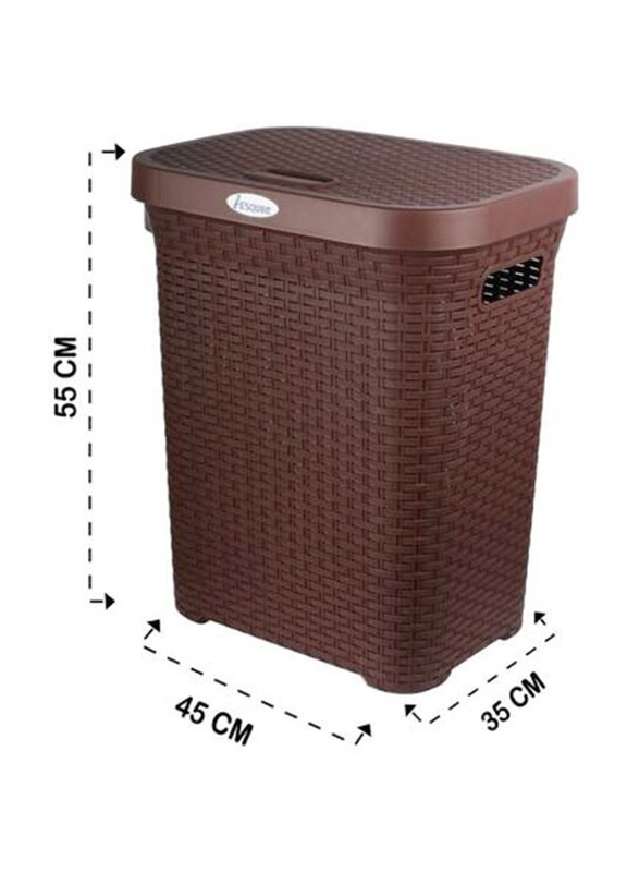 Esqube Laundry Basket with Lid, 50 Litres, Brown