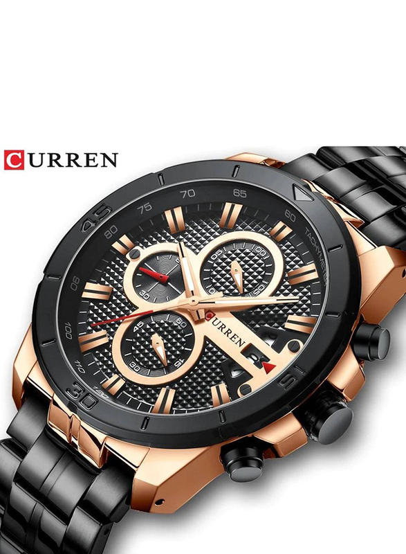 Curren Analog Stylish Watch for Men with Stainless Steel Band, Water Resistant and Chronograph, 8337, Black-Multicolour