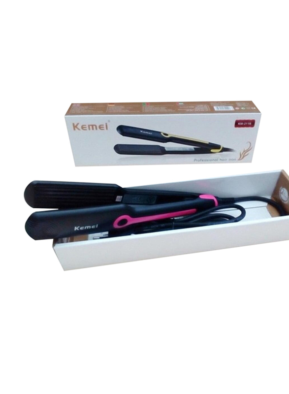 Kemei Electric Thermostat Ceramic Hair Straightener, KM-2118, Black