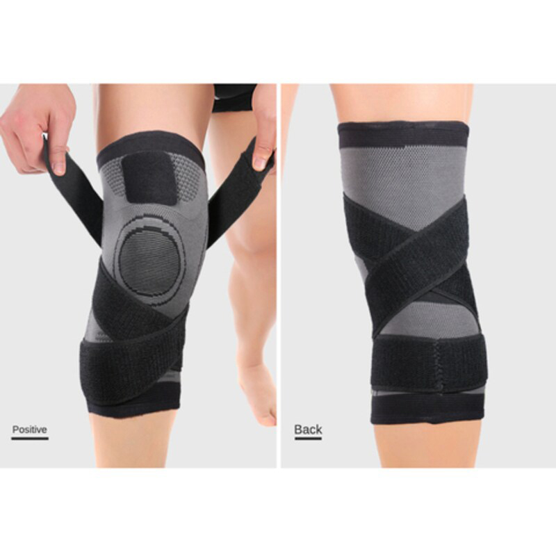 Sports Knee Brace Patella Support Protector Knee Wrap, Black/Grey