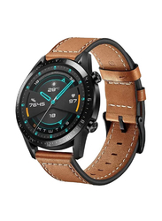 Genuine Leather Replacement Band for Huawei Watch GT2 Pro/GT2e/GT2 46mm/GT Active/ Huawei Watch GT, Brown