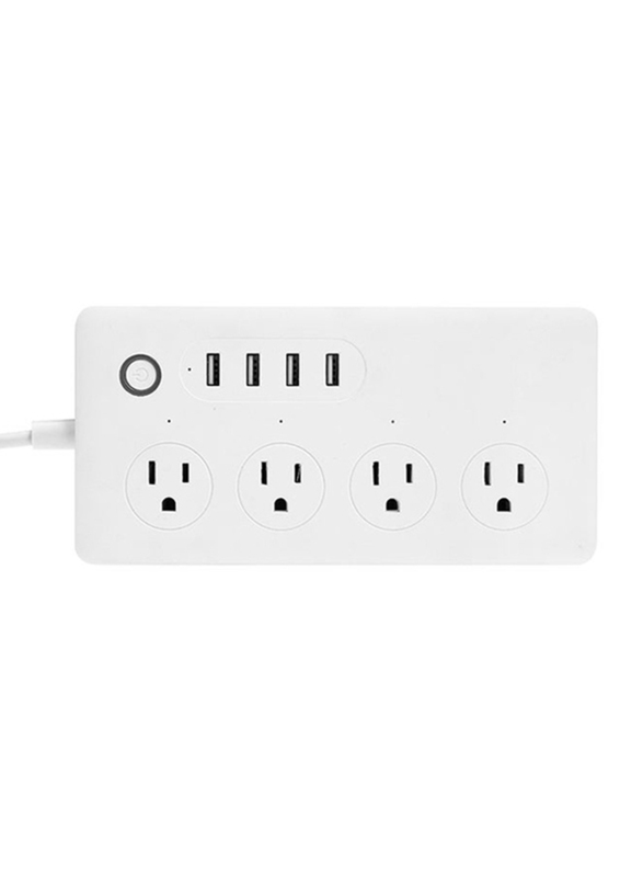 WiFi Smart Power Strip Socket Wall Charger with 4 USB Ports, White