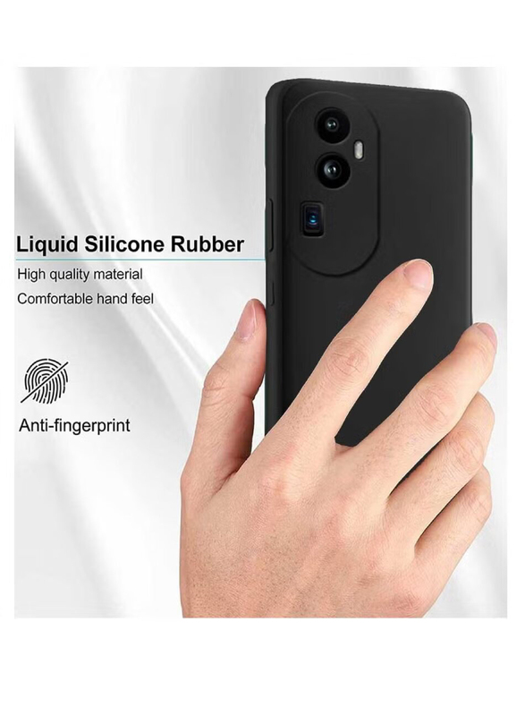 ZooMee Oppo Reno 10 Pro Plus 5G Protective Liquid Silicone Rubber Camera Protection Ultra Slim Mobile Phone Case Cover, Black