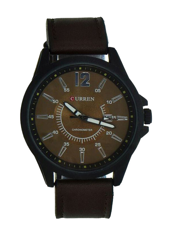 

Curren Analog Watch for Men with Leather Band, M-1190G, Dark Brown
