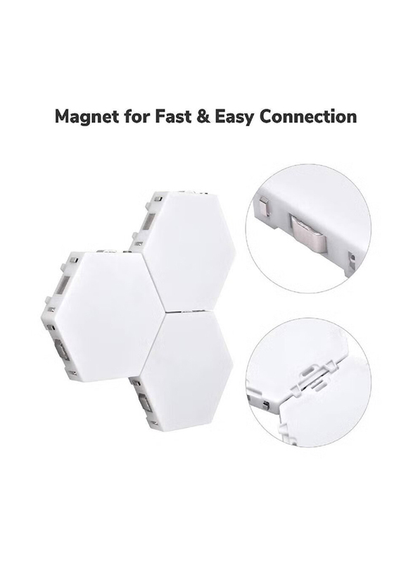 6-Piece Hexagon Smart Modular Touch-Sensitive LED Wall Light Panels, White