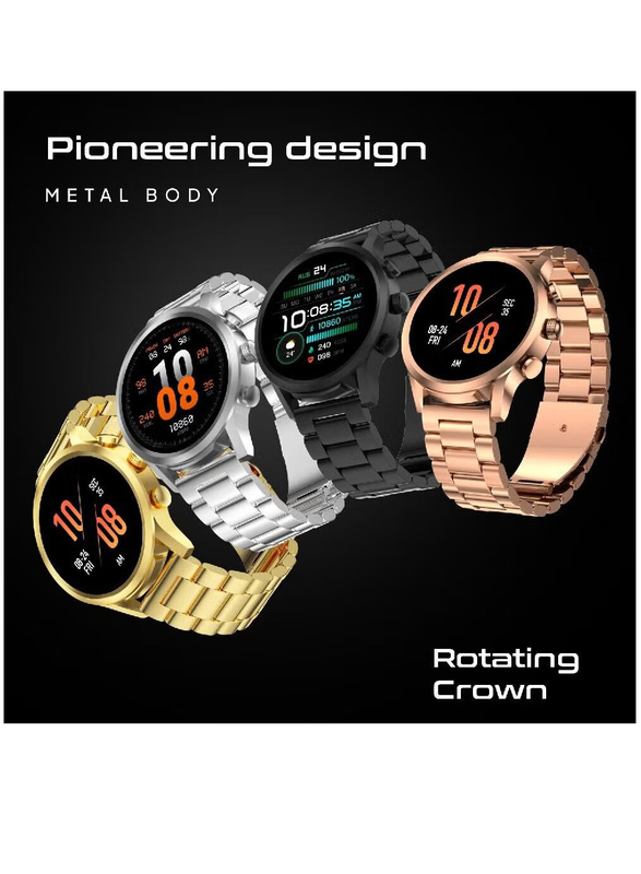 Haino Teko Full Screen Touch Heart Rate Monitoring Ultra Smartwatch with Bluetooth Calling, Gold