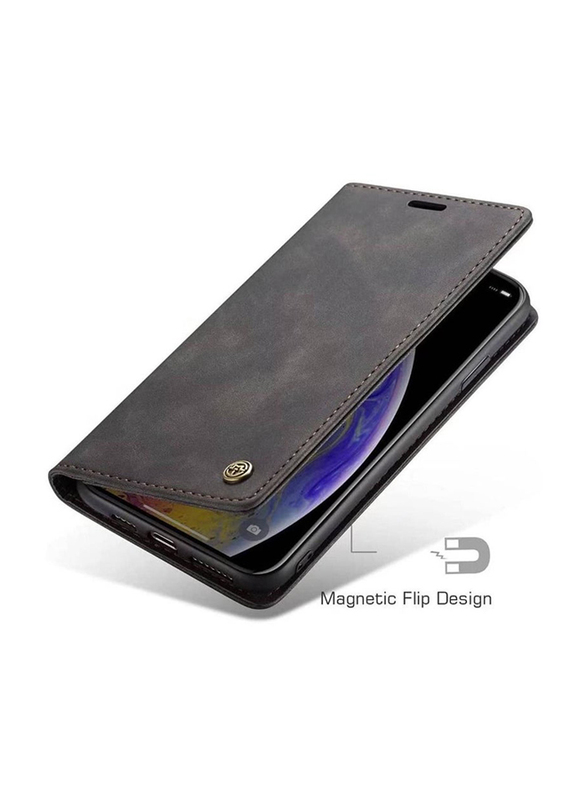 Samsung Galaxy A23 Leather Genuine Wallet Magnetic Flip Mobile Phone Case Cover, Black