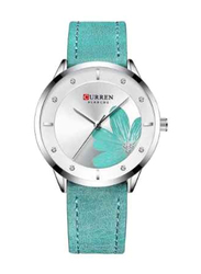 Curren Analog Watch for Women with Leather Band, Water Resistant, 9048, Blue-Multicolour