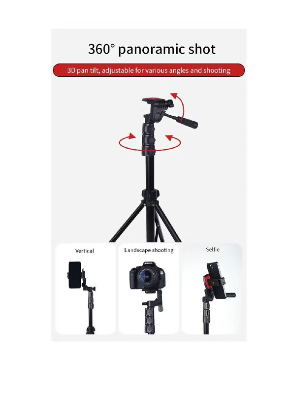 Jmary Multi-functional Adjustable Portable Camera Tripod Cell Phone Holder Floor Stand for Live Streaming, Black