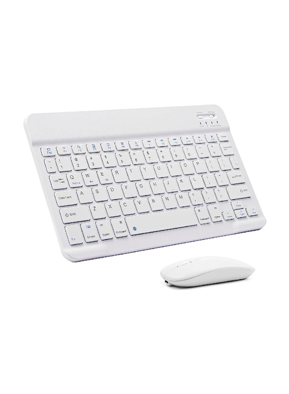 Gennext Ultra-Slim Rechargeable Portable Bluetooth English Keyboard and Mouse Combo, White