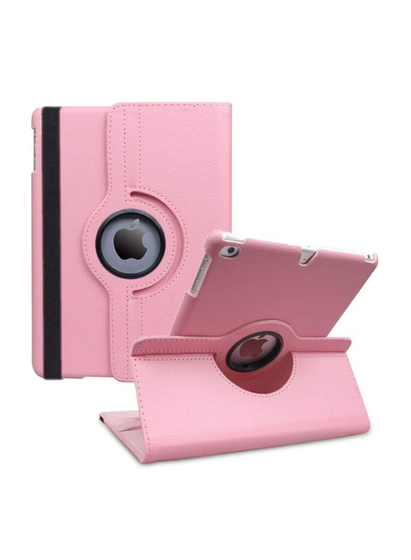 Apple iPad 9th Generation Leather 360 Degree Rotating Stand Folio Tablet Case Cover, Pink