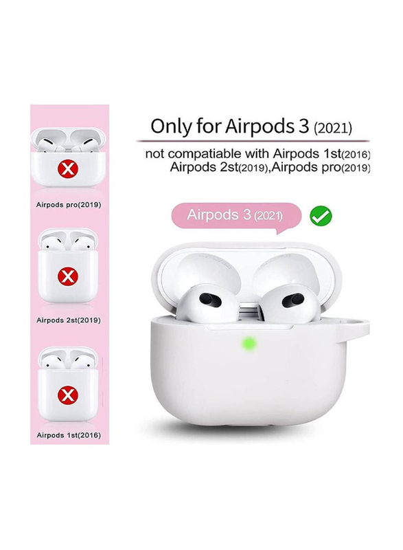 Silicone Protective Case Cover for Apple AirPods 3 3rd Generation, White