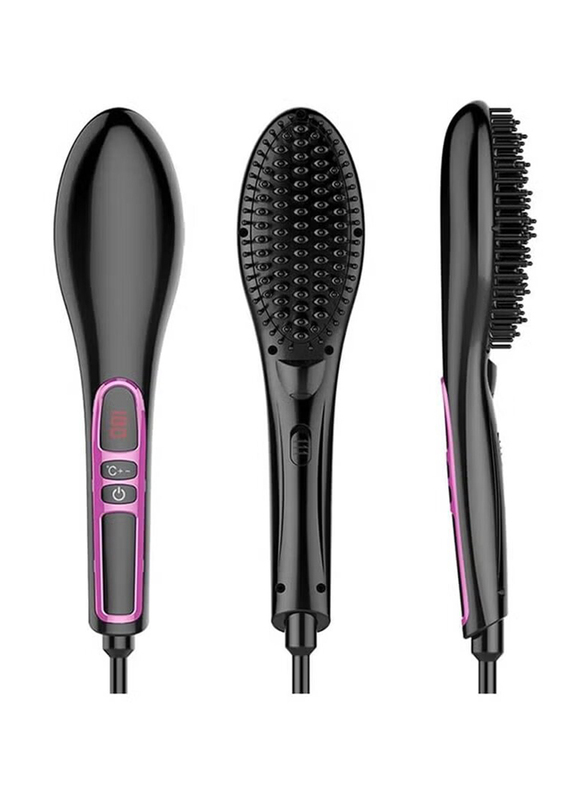 Gennext Electric Heated Negative Ceramic Hair Straightening Brush with Adjustable Temperature for All Hair Types, Smooth & Frizz-Free Hair, Black