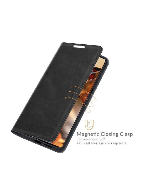 Xiaomi Mi Poco F4 GT Protective Flip Leather Book Mobile Phone Case Cover, Black