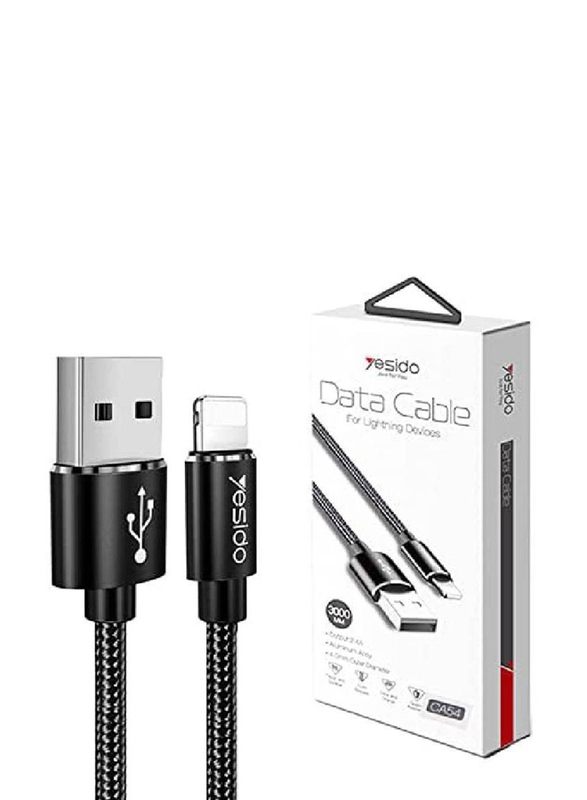 Yesido 0.3 Meters Data Cable, USB Type A to Lightning, Black