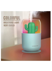 Air Purifier Cactus Cool Mist USB Powered Super Quiet Air-Burning Prevention With Compact Colourful LED Light Aroma Desktop Humidifier, White