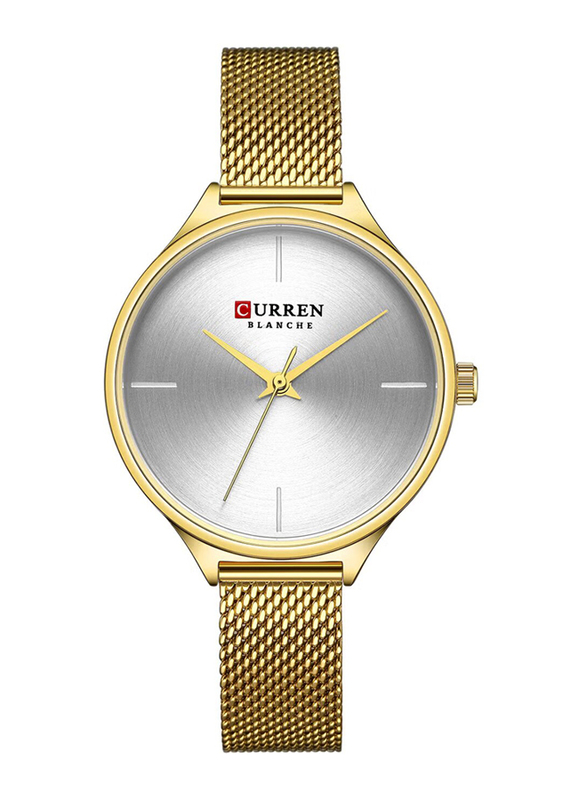 Curren Analog Watch for Women with Stainless Steel Band, Water Resistant, 9062-2, Gold-Silver