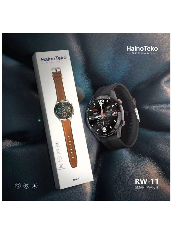 Haino Teko 44mm Water Resistant Full Touch Screen Smartwatch, Black