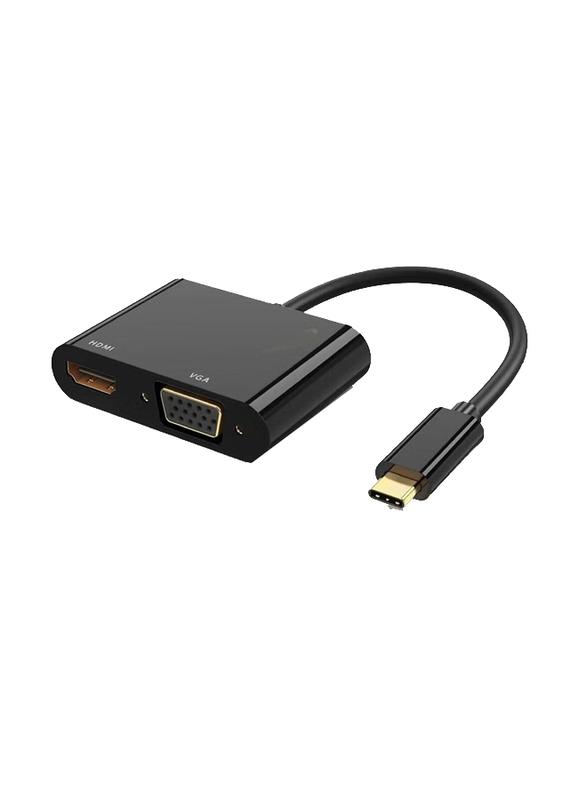 USB Type-C Converter, HDTV + VGA to USB Type-C for Suitable Devices, Black