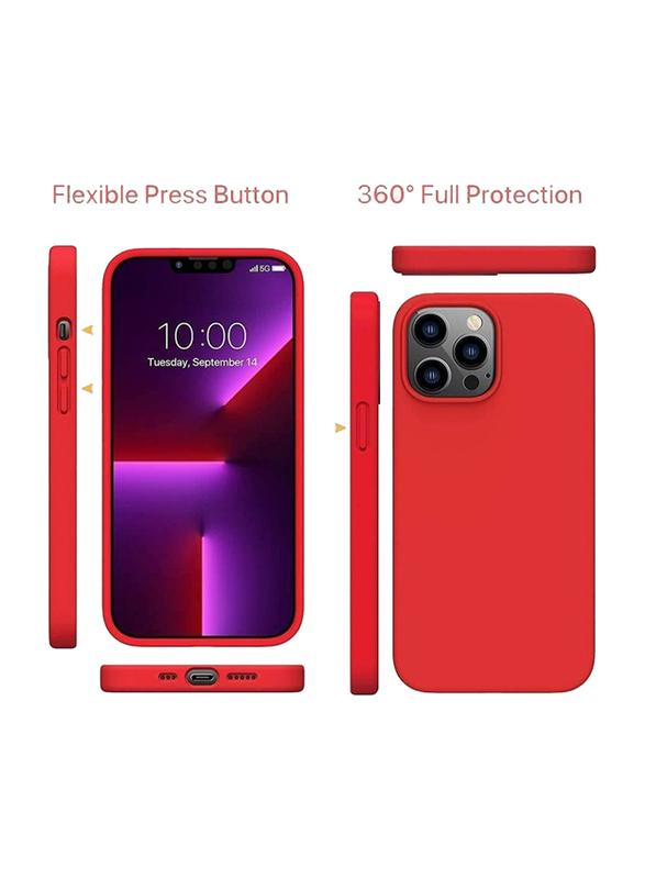 Apple iPhone 12 Pro Max Liquid Silicone Slim Protective Shockproof Mobile Phone Case Cover, Red