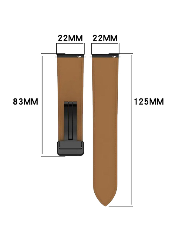 Perfii Genuine Cow Leather Watch Strap for Huawei Watch 4/Watch 4 Pro/Watch 3/Watch 3 Pro 22mm, Brown