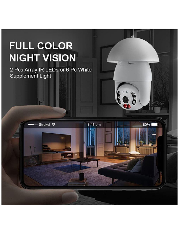 Wi-Fi Smart CCTV Bulb Camera, 1080P, White