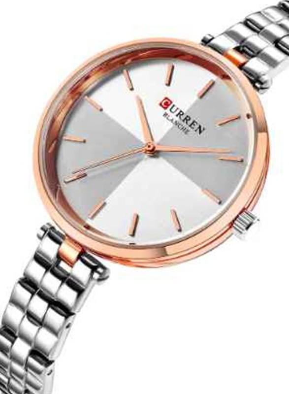 Curren Analog Watch for Women with Stainless Steel Band, Water Resistant, 9043, Silver