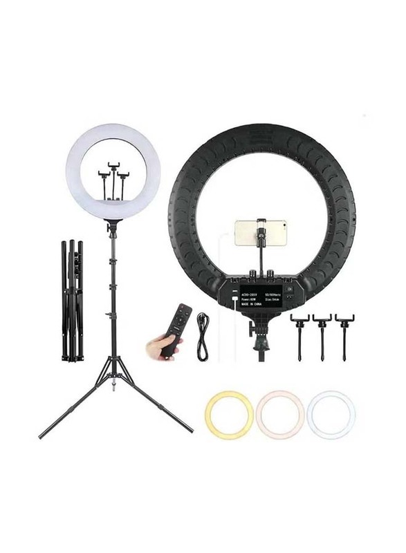 21-inch Selfie LED Photography and Video Studio Ring Light Kit, White/Black