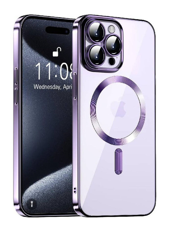 Olliwon Apple iPhone 15 Pro Max 6.1-Inch Protective Shockproof Anti-Scratch Magnetic MagSafe Camera Protection Mobile Phone Back Case Cover, Purple