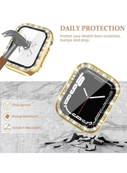 2-Piece Diamond Guard Shockproof Frame Smartwatch Case Cover for Apple Watch 45mm, Clear/Gold